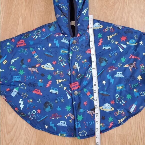Paul Smith: Fleece Lined Hooded Cape Jacket - size 2 in Blue - Picture 8 of 16